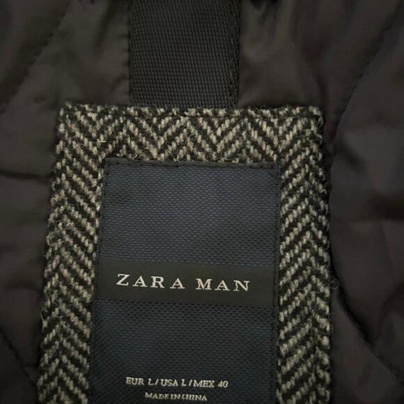 ZARA MAN Herringbone Hooded Jacket/Coat Size L New With Tags - Picture 4 of 15